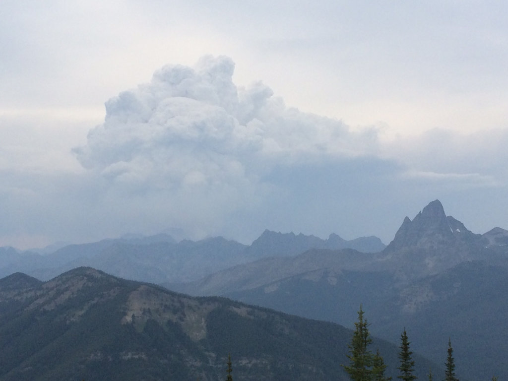 Thompson Fire from Scalplock Mountain Lookout, August 10, 2015 - courtesy of Bill Fordyce