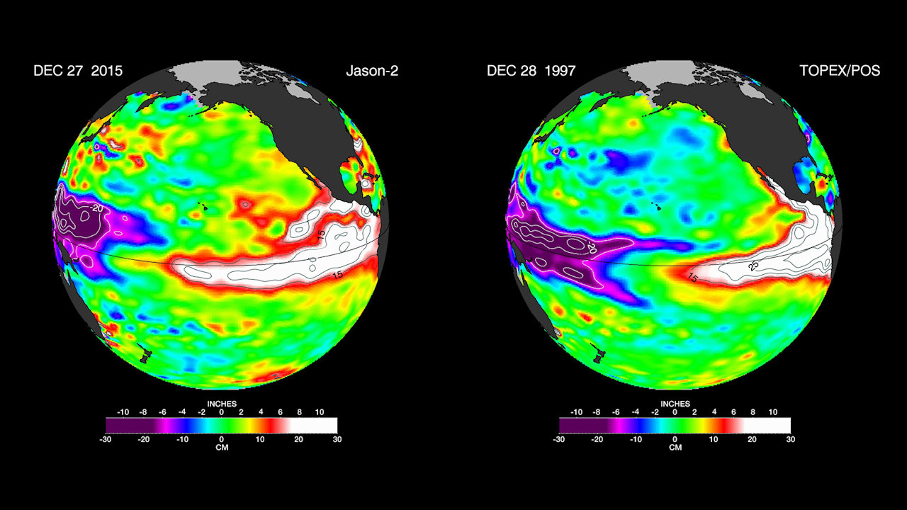 Global view of El Niño 2005 compared to El Niño 1997