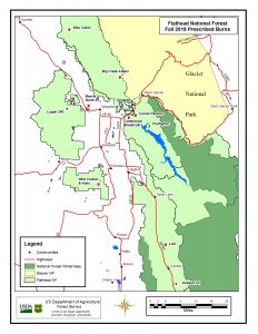 Map of 2018 Spring Prescribed Burns - Flathead NF