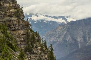 Mountain edge in foreground (Tinkham Mountain) with glacier in background (Pumpelly Glacier) - Glacier NP, Jacob W. Frank